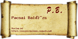 Pacsai Balázs névjegykártya